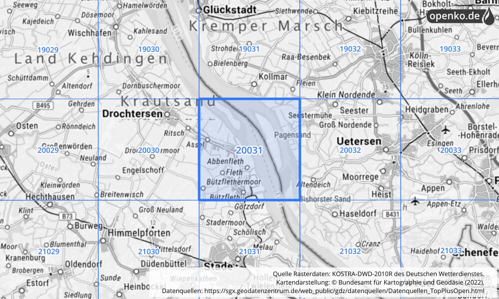 KOSTRA-DWD-2010R Rasterfeld Nr. 20031