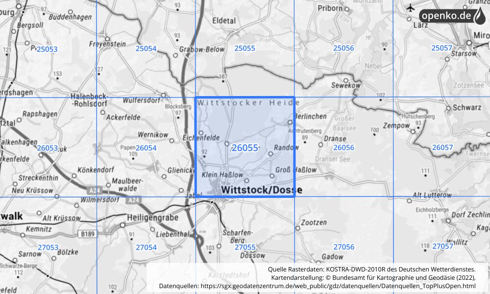 KOSTRA-DWD-2010R Rasterfeld Nr. 26055