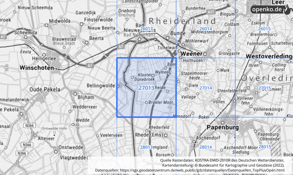 KOSTRA-DWD-2010R Rasterfeld Nr. 27013