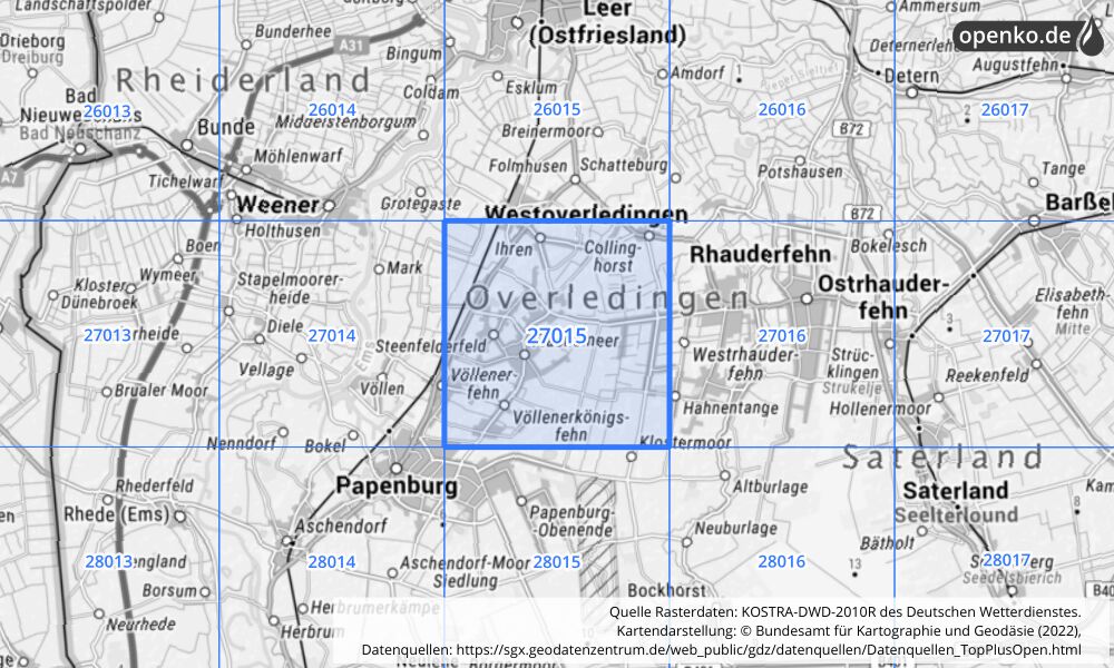 KOSTRA-DWD-2010R Rasterfeld Nr. 27015