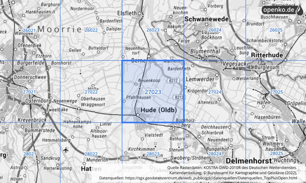 KOSTRA-DWD-2010R Rasterfeld Nr. 27023