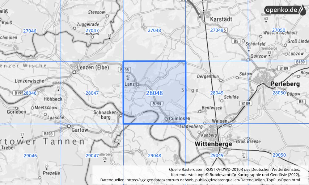 KOSTRA-DWD-2010R Rasterfeld Nr. 28048