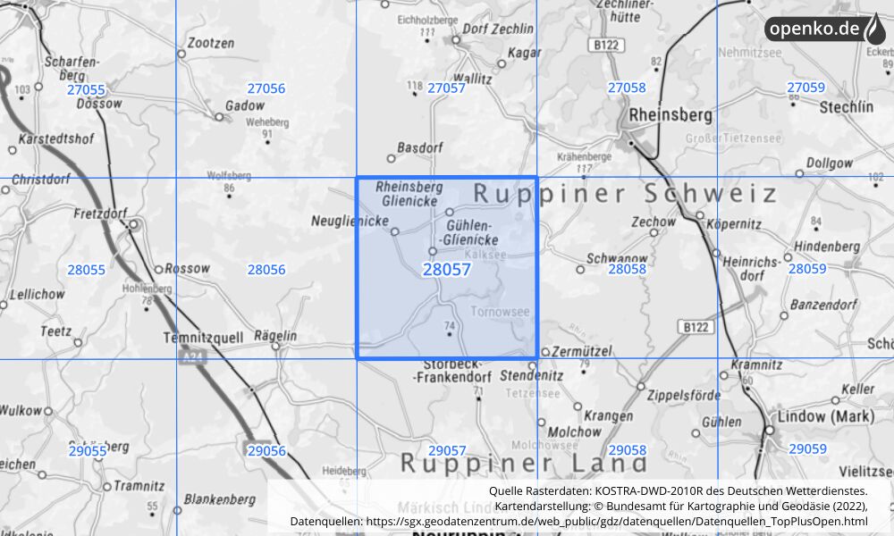 KOSTRA-DWD-2010R Rasterfeld Nr. 28057