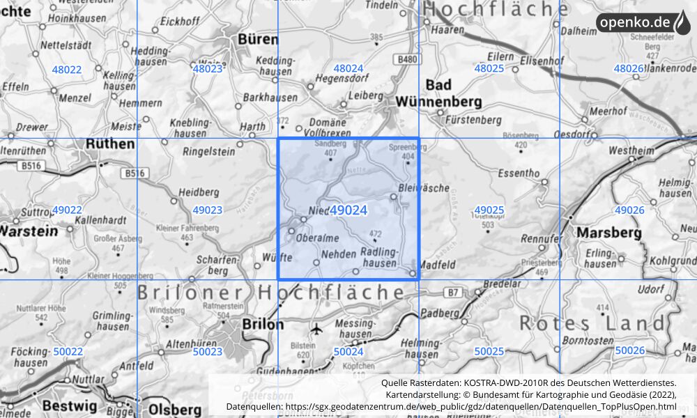 KOSTRA-DWD-2010R Rasterfeld Nr. 49024