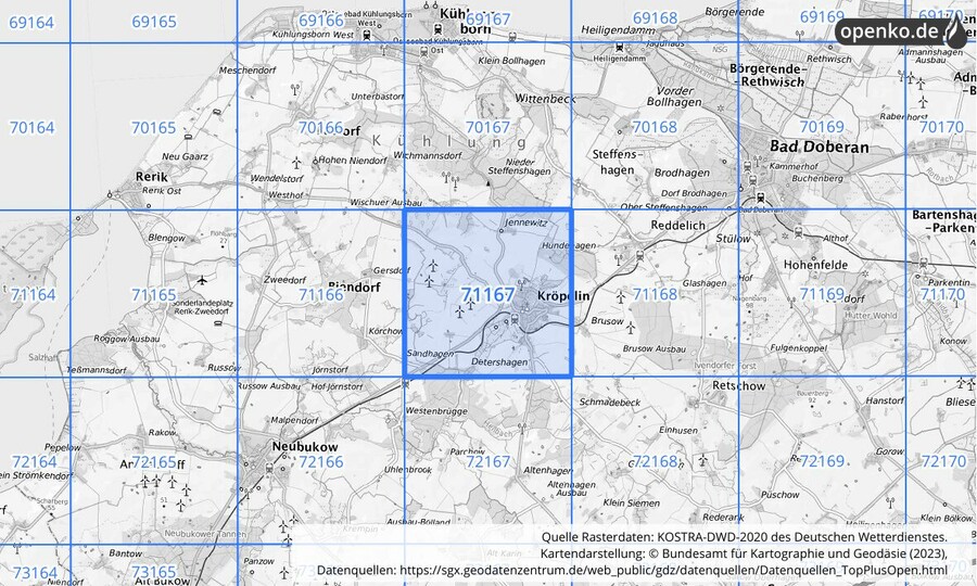 KOSTRA-DWD-2020 Rasterfeld Nr. 71167