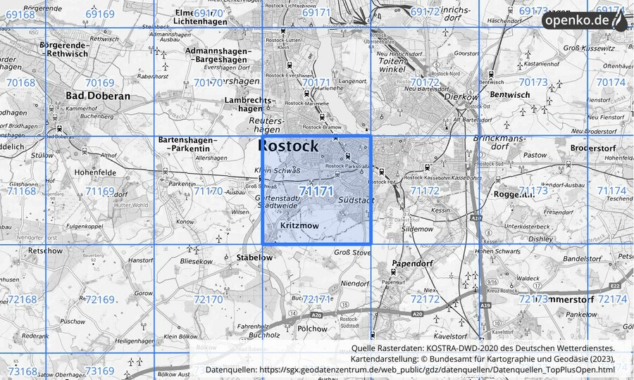 KOSTRA-DWD-2020 Rasterfeld Nr. 71171