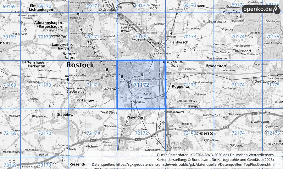 KOSTRA-DWD-2020 Rasterfeld Nr. 71172