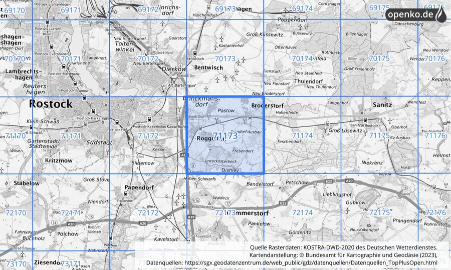 KOSTRA-DWD-2020 Rasterfeld Nr. 71173