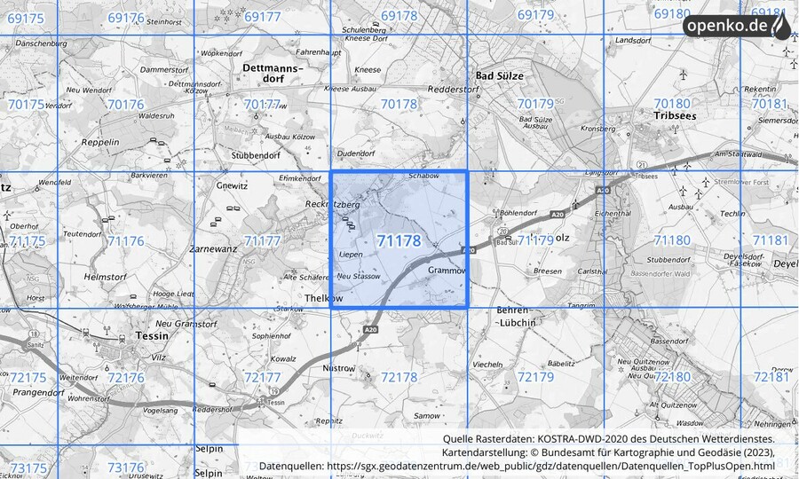 KOSTRA-DWD-2020 Rasterfeld Nr. 71178