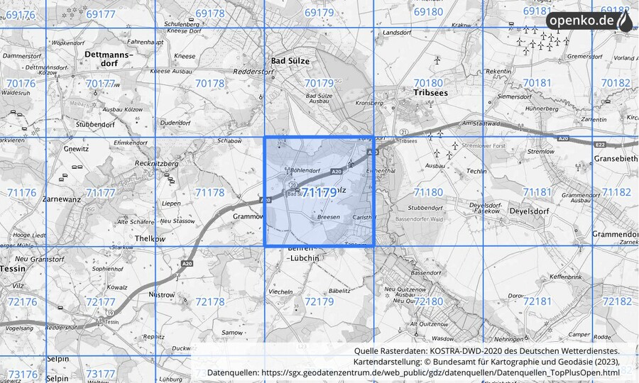 KOSTRA-DWD-2020 Rasterfeld Nr. 71179