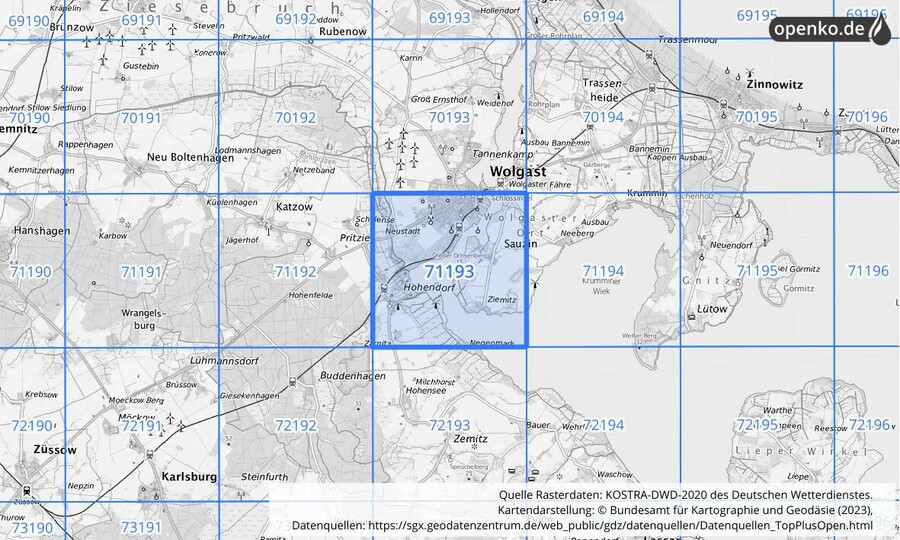 KOSTRA-DWD-2020 Rasterfeld Nr. 71193