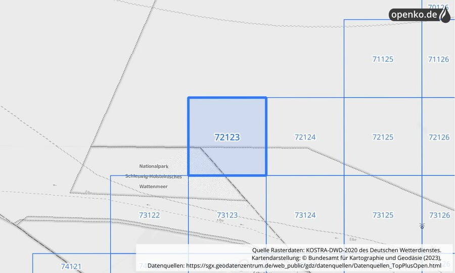 KOSTRA-DWD-2020 Rasterfeld Nr. 72123