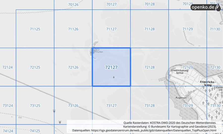 KOSTRA-DWD-2020 Rasterfeld Nr. 72127