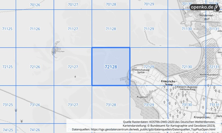 KOSTRA-DWD-2020 Rasterfeld Nr. 72128