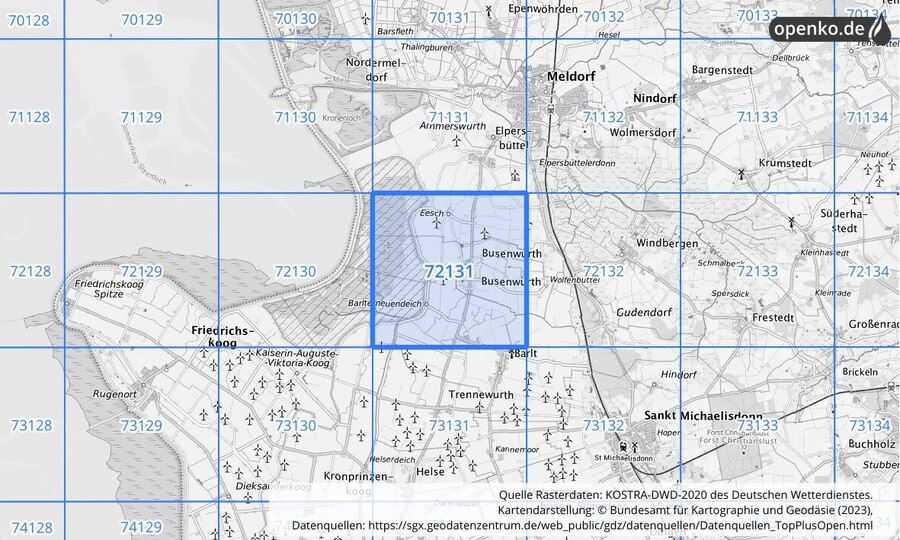 KOSTRA-DWD-2020 Rasterfeld Nr. 72131