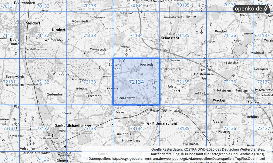 KOSTRA-DWD-2020 Rasterfeld Nr. 72134