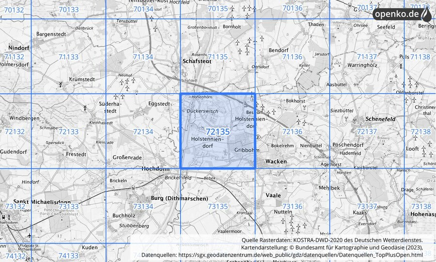 KOSTRA-DWD-2020 Rasterfeld Nr. 72135