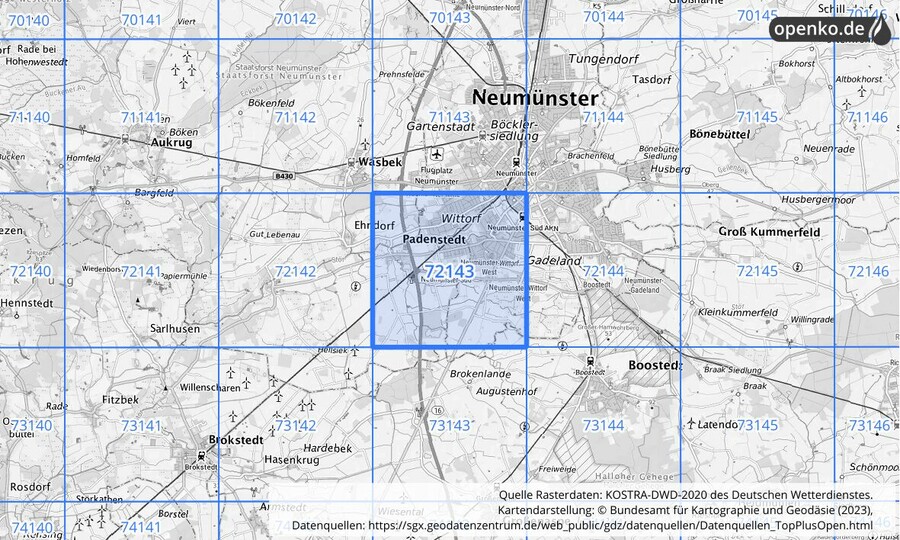 KOSTRA-DWD-2020 Rasterfeld Nr. 72143