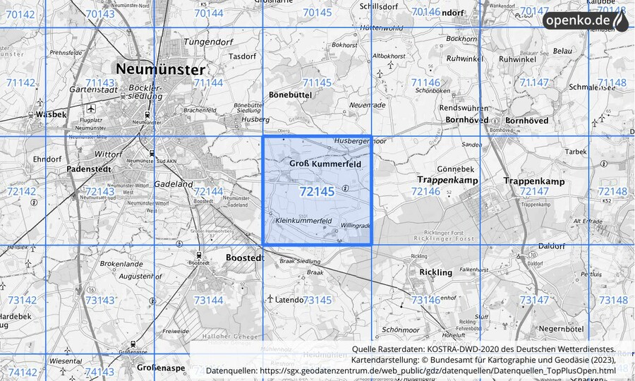 KOSTRA-DWD-2020 Rasterfeld Nr. 72145