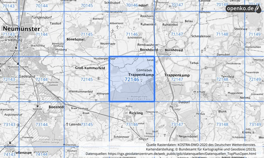 KOSTRA-DWD-2020 Rasterfeld Nr. 72146