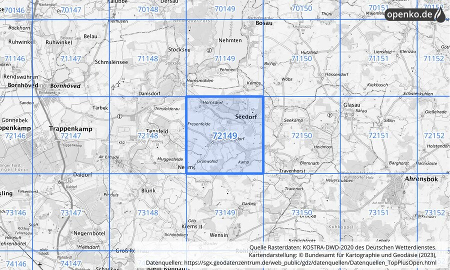 KOSTRA-DWD-2020 Rasterfeld Nr. 72149