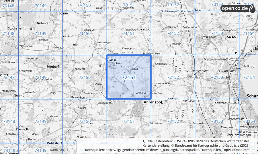 KOSTRA-DWD-2020 Rasterfeld Nr. 72151