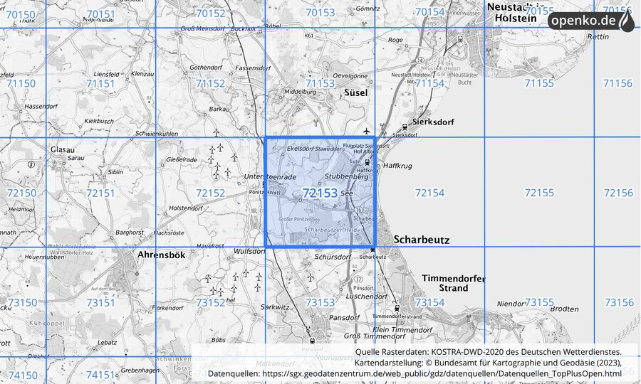 KOSTRA-DWD-2020 Rasterfeld Nr. 72153