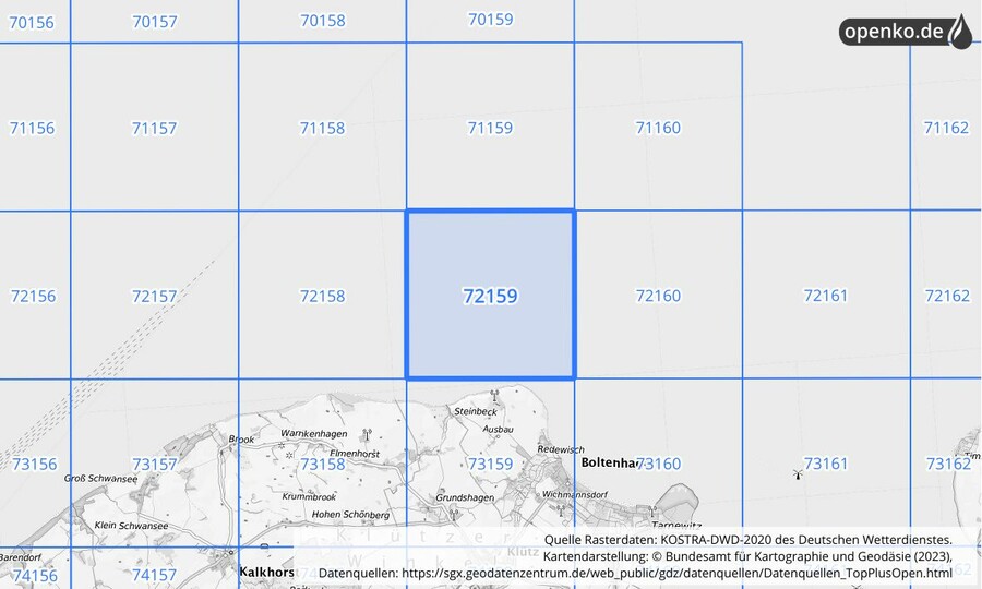 KOSTRA-DWD-2020 Rasterfeld Nr. 72159