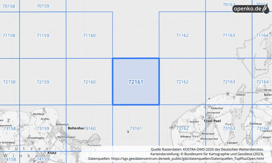 KOSTRA-DWD-2020 Rasterfeld Nr. 72161