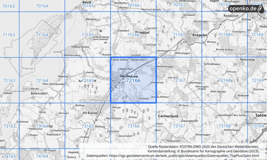 KOSTRA-DWD-2020 Rasterfeld Nr. 72166