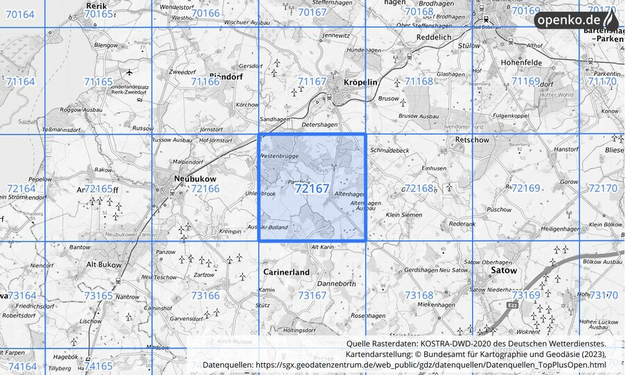 KOSTRA-DWD-2020 Rasterfeld Nr. 72167