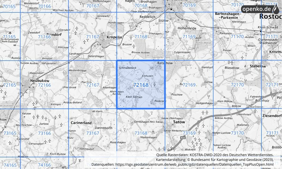 KOSTRA-DWD-2020 Rasterfeld Nr. 72168