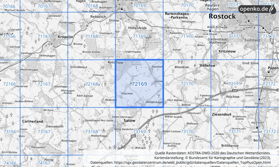 KOSTRA-DWD-2020 Rasterfeld Nr. 72169