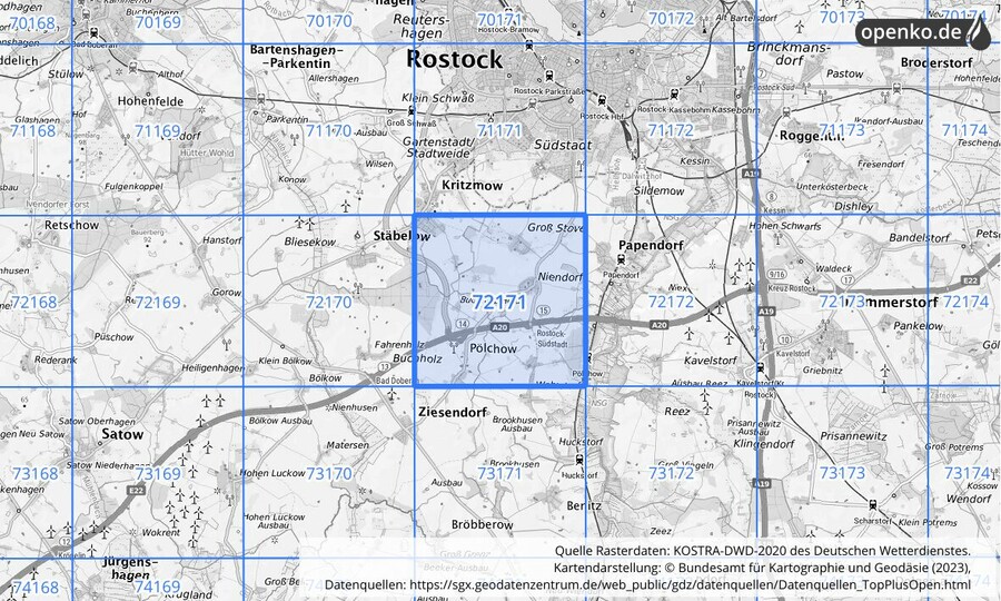 KOSTRA-DWD-2020 Rasterfeld Nr. 72171