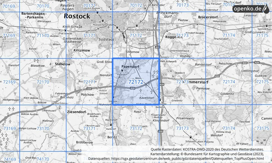 KOSTRA-DWD-2020 Rasterfeld Nr. 72172