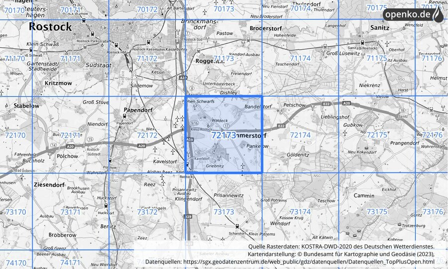 KOSTRA-DWD-2020 Rasterfeld Nr. 72173