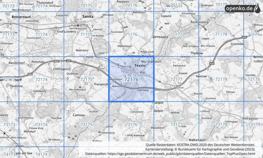 KOSTRA-DWD-2020 Rasterfeld Nr. 72176