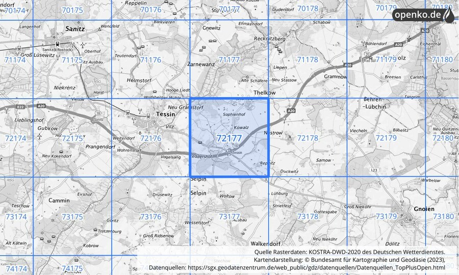 KOSTRA-DWD-2020 Rasterfeld Nr. 72177