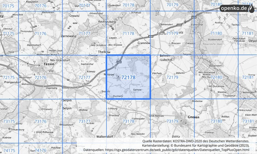 KOSTRA-DWD-2020 Rasterfeld Nr. 72178