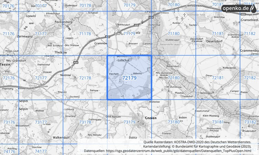 KOSTRA-DWD-2020 Rasterfeld Nr. 72179