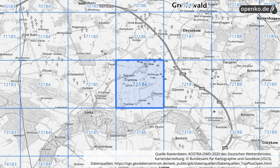 KOSTRA-DWD-2020 Rasterfeld Nr. 72186