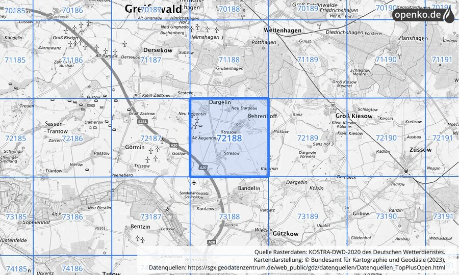 KOSTRA-DWD-2020 Rasterfeld Nr. 72188