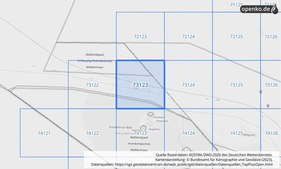 KOSTRA-DWD-2020 Rasterfeld Nr. 73123