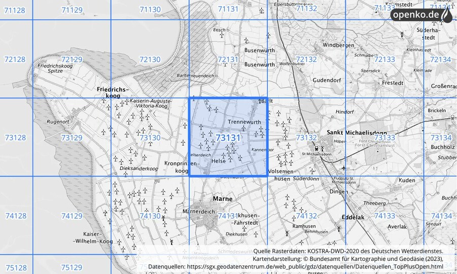 KOSTRA-DWD-2020 Rasterfeld Nr. 73131