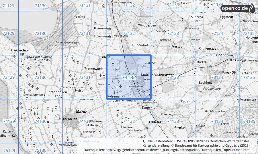 KOSTRA-DWD-2020 Rasterfeld Nr. 73132