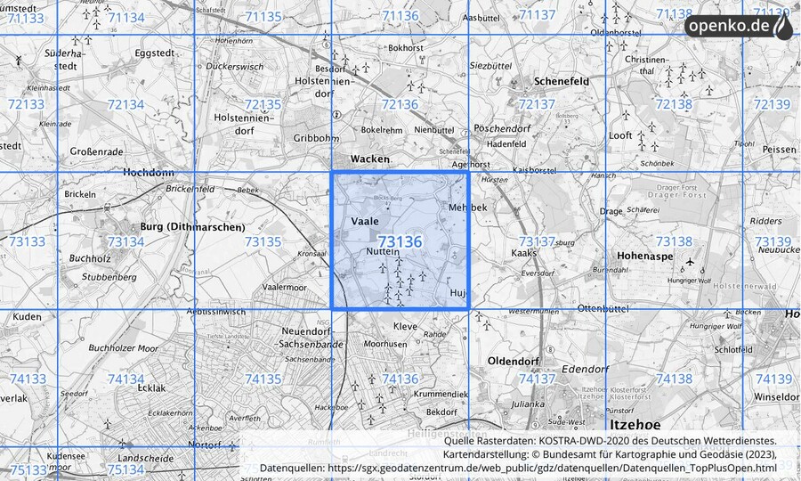 KOSTRA-DWD-2020 Rasterfeld Nr. 73136