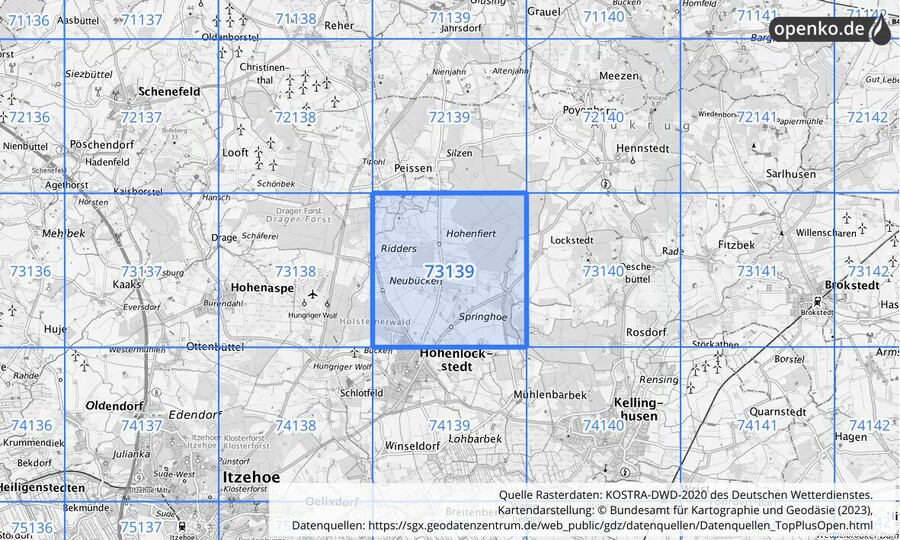 KOSTRA-DWD-2020 Rasterfeld Nr. 73139