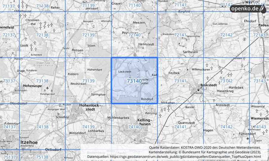 KOSTRA-DWD-2020 Rasterfeld Nr. 73140