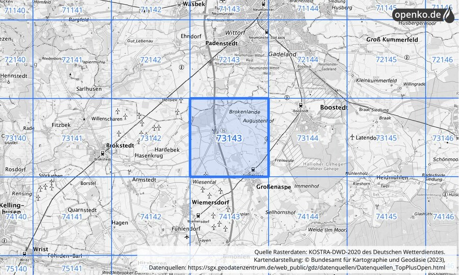 KOSTRA-DWD-2020 Rasterfeld Nr. 73143