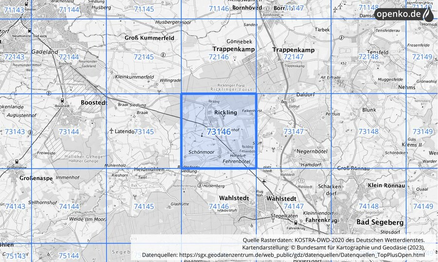 KOSTRA-DWD-2020 Rasterfeld Nr. 73146